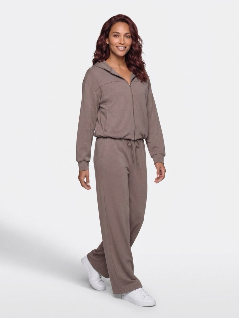 NWT Zip-Front Jacket and Pants in Taupe tone color